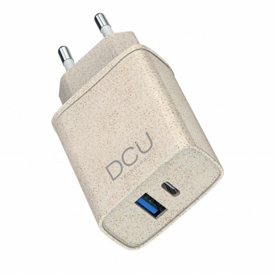 Accesorios para smartphone DCU Tecnologic | Cargador Eco Friendly Usb-C Pd20W + Usb Qc 3.0 18W