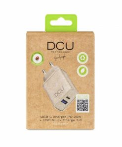 Accesorios para smartphone DCU Tecnologic | Cargador Eco Friendly Usb-C Pd20W + Usb Qc 3.0 18W