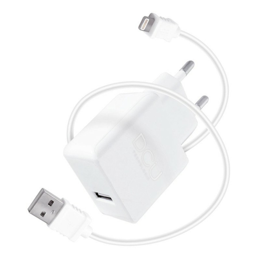 Accesorios para smartphone DCU Tecnologic | Cargador Usb 5V 2.4A + Cable Lightning Mfi 1M