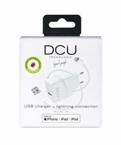 Accesorios para smartphone DCU Tecnologic | Cargador Usb 5V 2.4A + Cable Lightning Mfi 1M