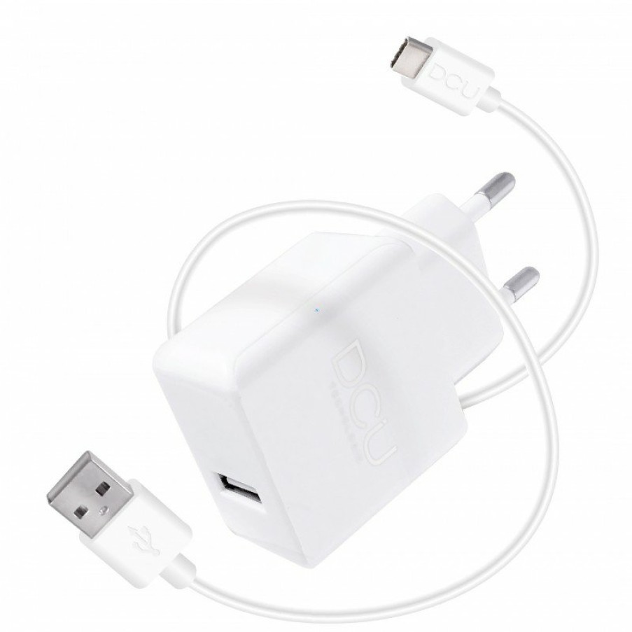 Accesorios para smartphone DCU Tecnologic | Cargador Usb 5V 2,4A + Cable Usb Tipo C 1M