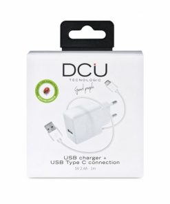 Accesorios para smartphone DCU Tecnologic | Cargador Usb 5V 2,4A + Cable Usb Tipo C 1M