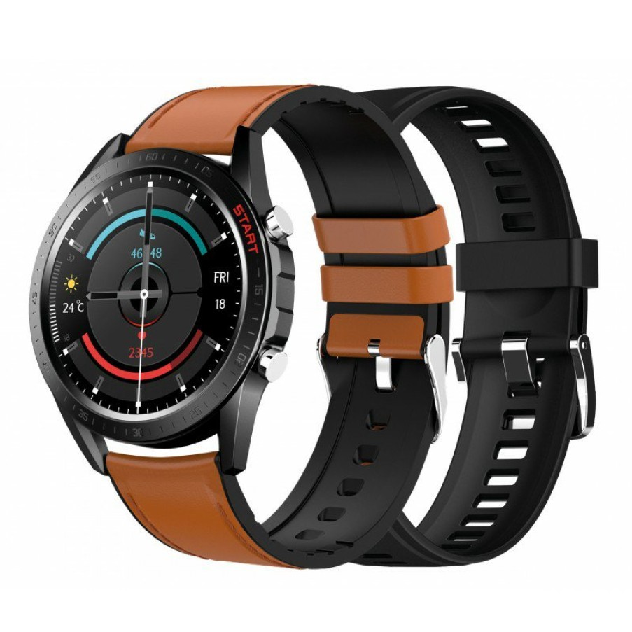 Relojes y accesorios DCU Tecnologic | Smartwatch Elegance 2 Correas Piel Marron/Silicona Negra